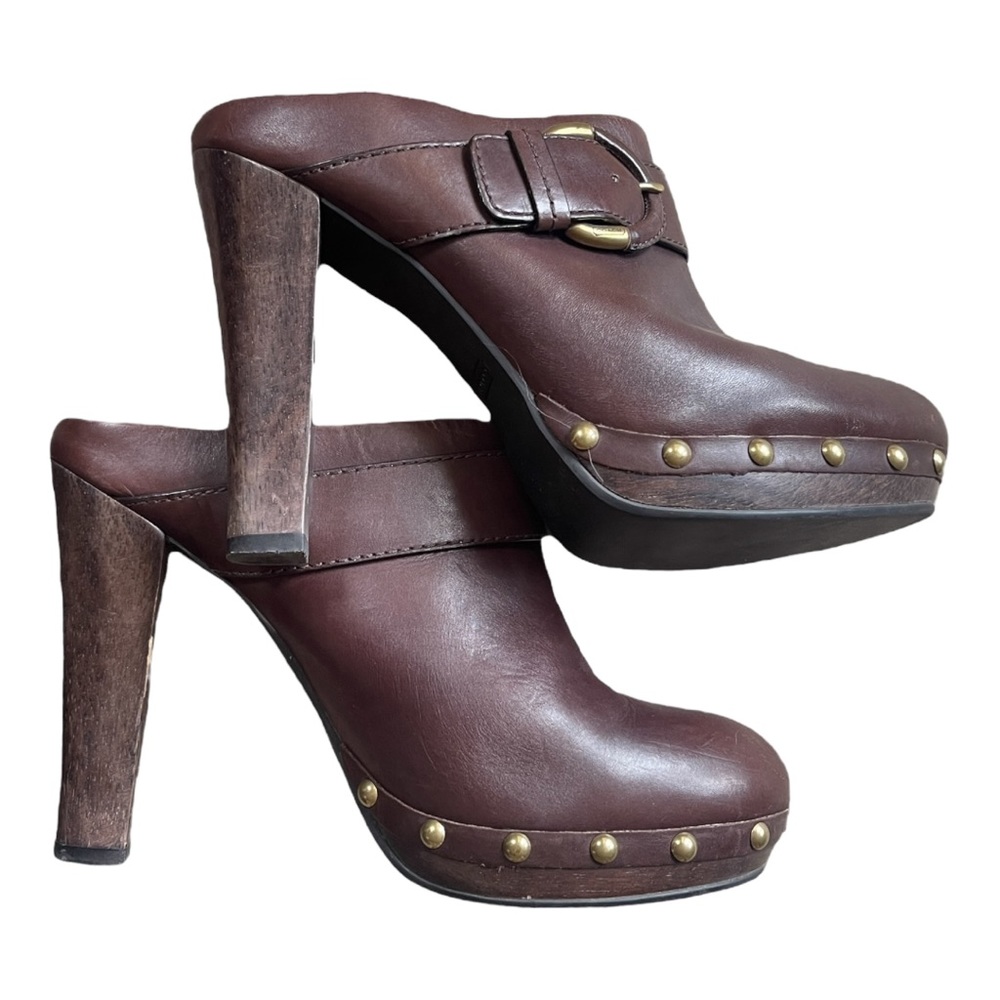Studded coach heeled booties